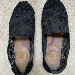 Toms Black Crochet Slip-On Loafers